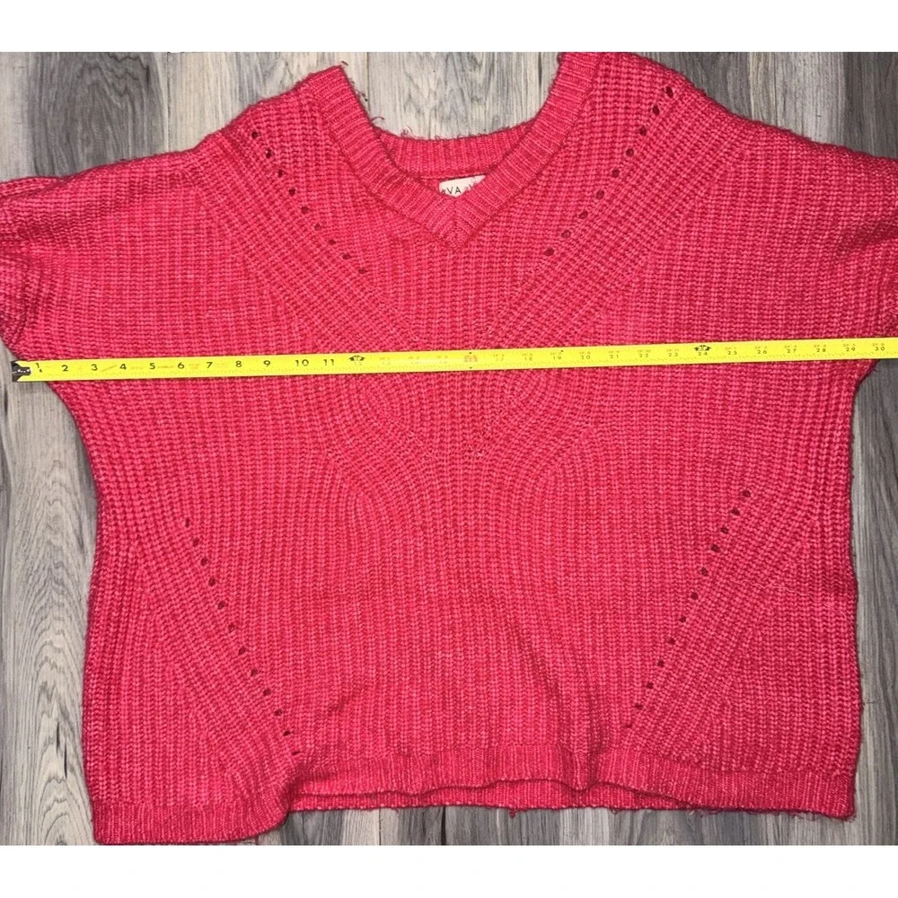 Ava & Viv Sweater Women's Size 3XL Hot Pink Long Sleeve V-Neck Knit Long Sleeve